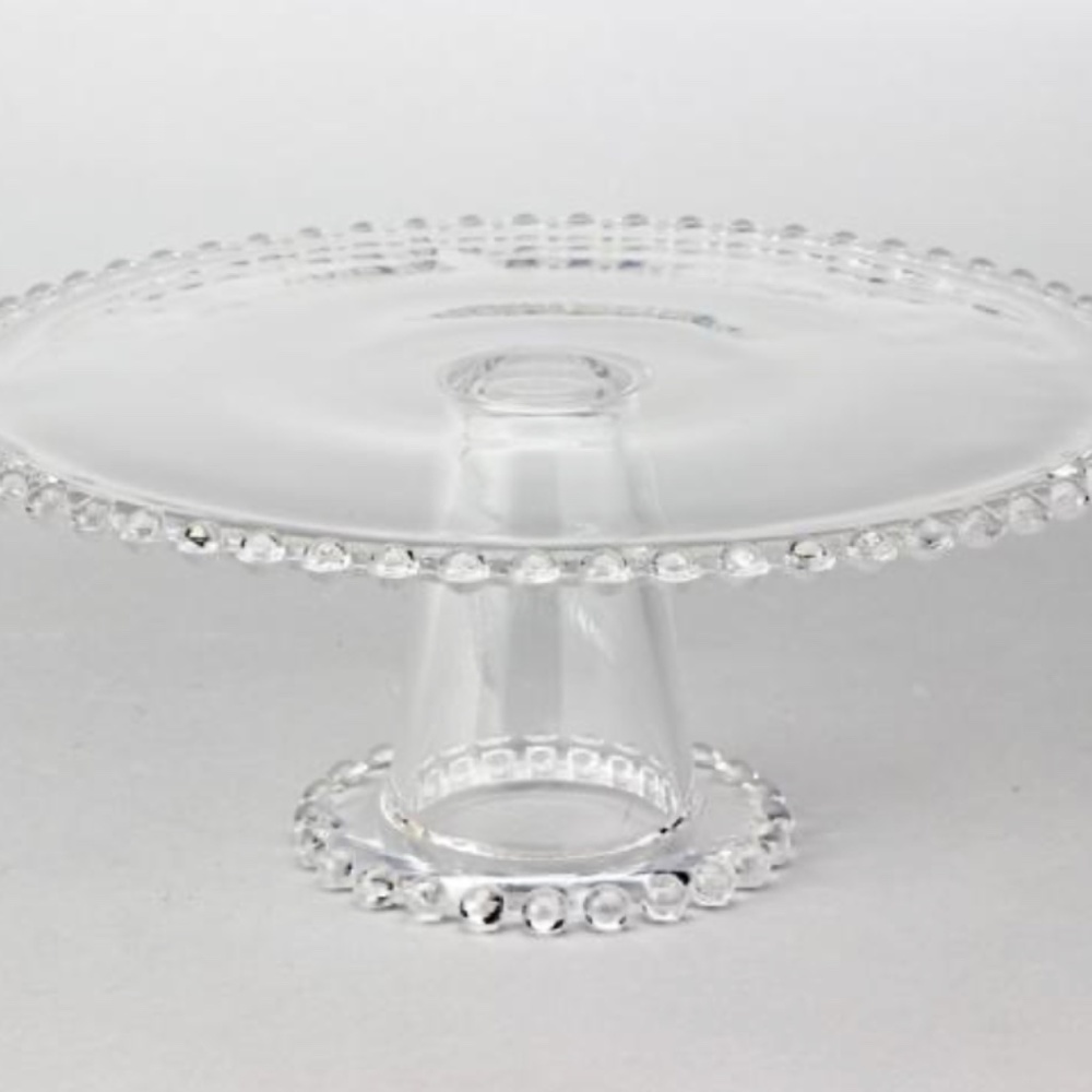 Large Glass Beaded Edge Pedestal Cake Stand - Picture 10 of 10